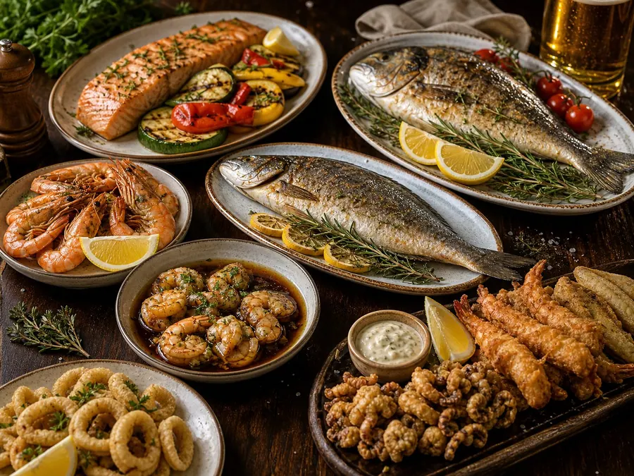 Рыба и морепродукты ресторана Семейный очаг